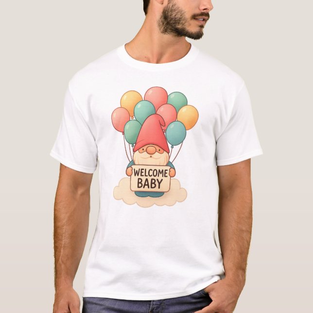 Välkommen Baby Gnome med Pastel Balloons T Shirt (Framsida)