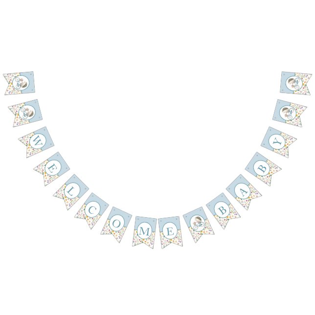 Välkommen Baby Hedgehog Blommigt Bunting Flagga -  (Alla)