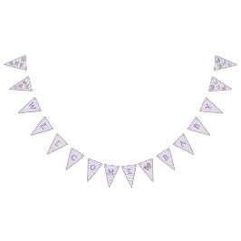 Välkommen Baby Lila Butterfly Flagga Banner Guld