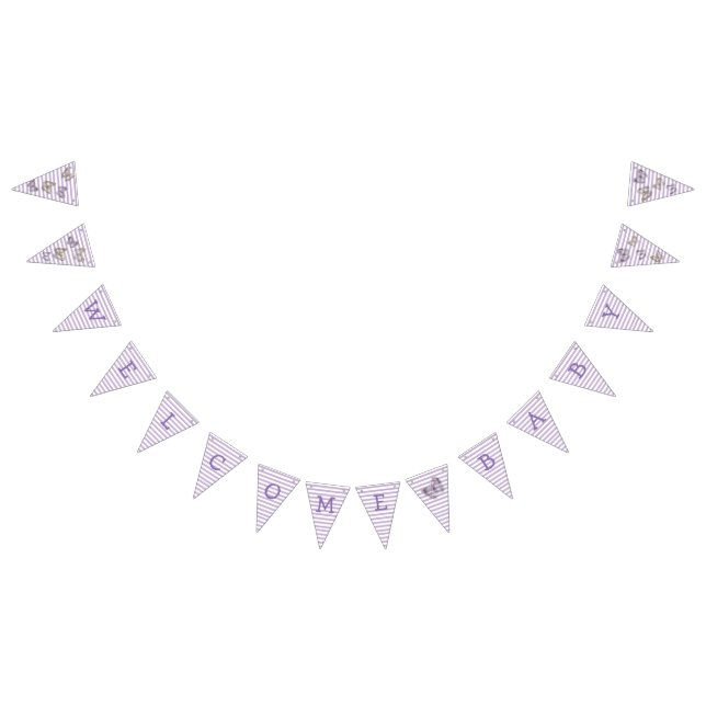 Välkommen Baby Lila Butterfly Flagga Banner Guld (Alla)