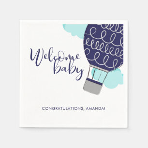 Välkommen Baby Luftballong Boy Baby Shower Pappersservett