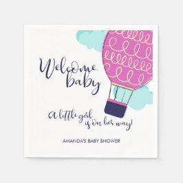 Välkommen Baby Luftballong Girl Baby Shower Pappersservett