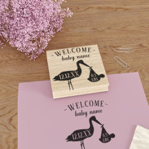 Välkommen Baby Modern Stork Birth Stats Rubber Fri