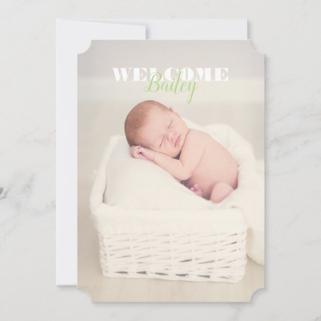 Välkommen Baby Namn fotot ... Nyfödd bebis meddela Meddelande (Framsida)