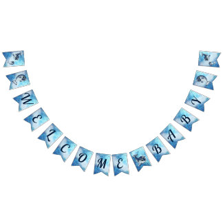 Välkommen Baby Narwhal Shower Banner Vimplar