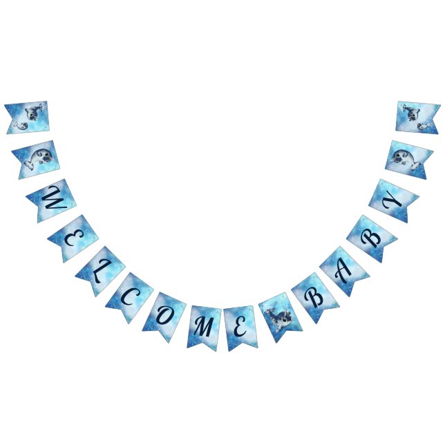 Välkommen Baby Narwhal Shower Banner Vimplar (Alla)