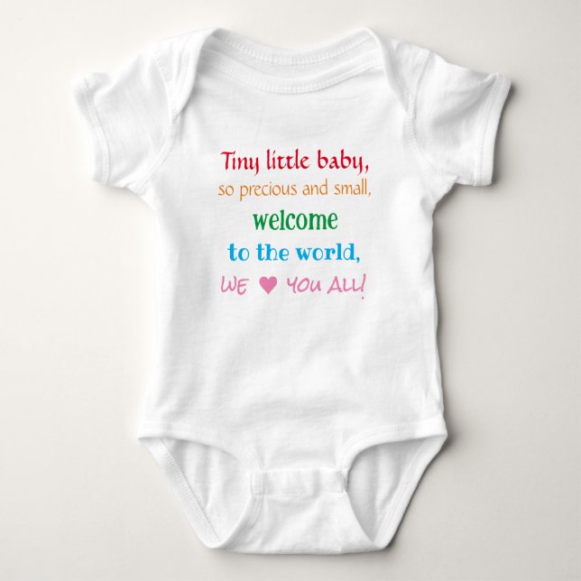 Välkommen Baby One-Biet, Unisex, Rhyme, Colorful T Shirt (Framsida)