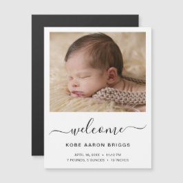 Välkommen Baby Photo Birth Alnouncement Magnet