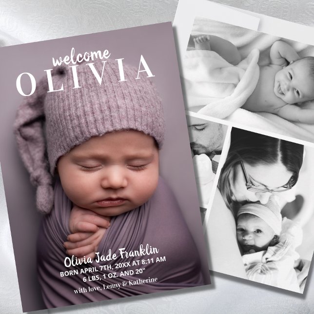 Välkommen Baby Photo Collage Birth-meddelande Meddelande (Skapare uppladdad)