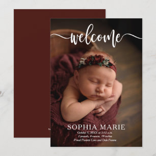 Välkommen Baby Photo Tillkännagivande för födelse