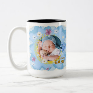 Välkommen Baby Pojke Anpassad Foto Kaffe Mugg