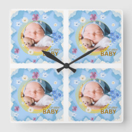 Välkommen Baby Pojke Anpassad Foto Kaffe Mugg Fyrkantig Klocka