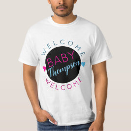 Välkommen Baby| Rosa & Blue Team Hjul T Shirt