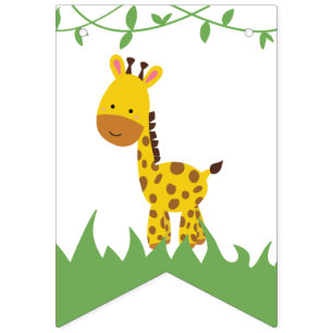 Välkommen Baby Safari Baby Shower Kawaii Cute Deco Vimplar