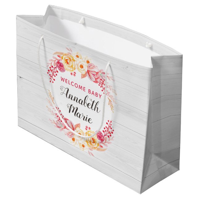 Välkommen Baby Shabby chic Rustic Blommigt Baby Sh (Baksidan Vinklad)