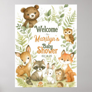 Välkommen Baby Shower Baby djur Poster