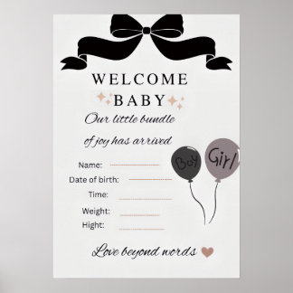 Välkommen Baby Shower-plansch med ballonger pojke  Poster