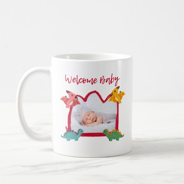 Välkommen Baby Tecknad Mugg - Perfekt Newborn Gift (Vänster)