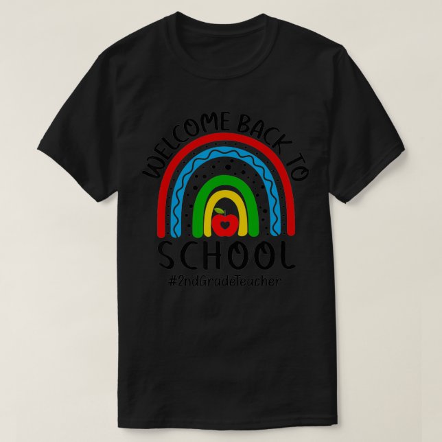 Välkommen Back to school 2:a Klass-läraren Rainbow T Shirt (Design framsida)