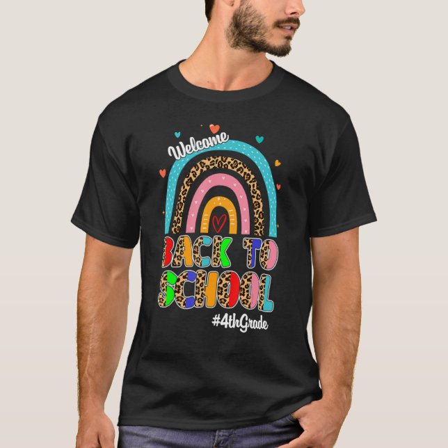 Välkommen Back to school 4:e Klass-läraren Rainbow T Shirt (Framsida)