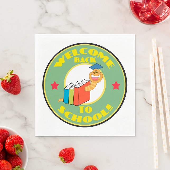 Välkommen Back to school Bookworm Pappersservett (Skapare uppladdad)