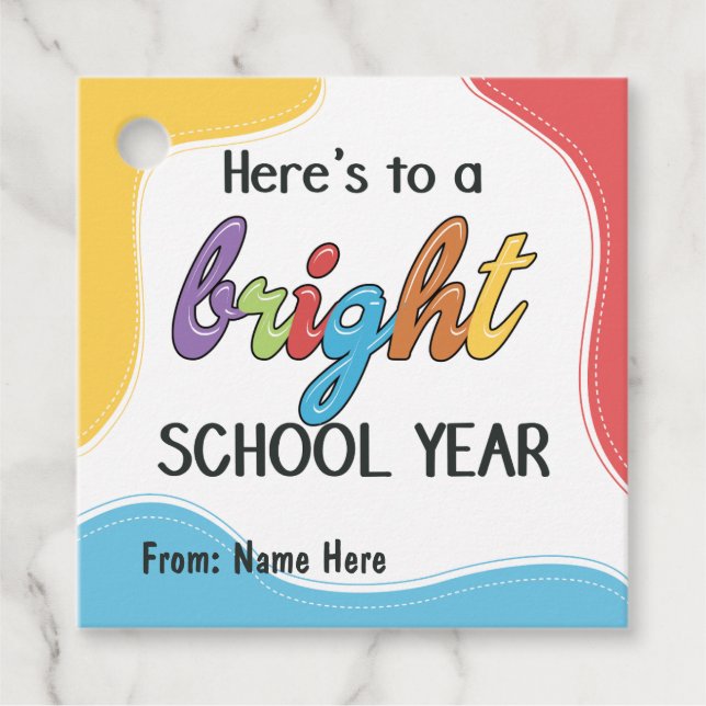 Välkommen Back to school, Bright School Year Gåvor Etiketter (Framsida)