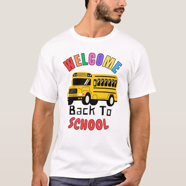 Välkommen Back to school - Buss Funny T Shirt (Framsida)