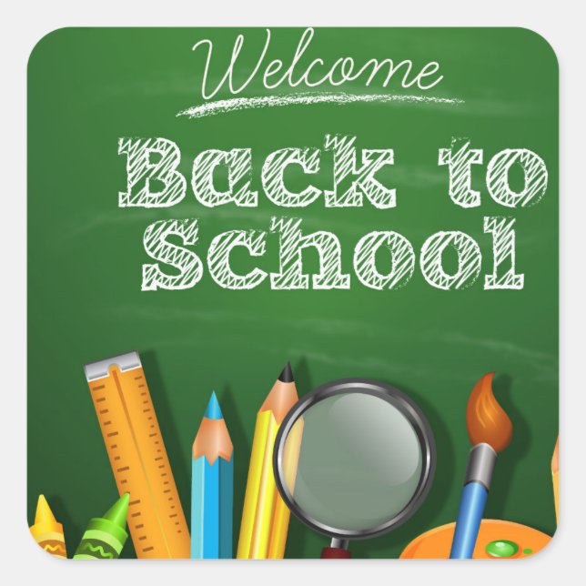 Välkommen Back to school Fyrkantigt Klistermärke (Framsida)