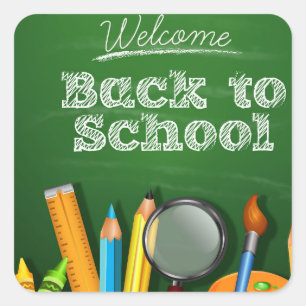 Välkommen Back to school Fyrkantigt Klistermärke