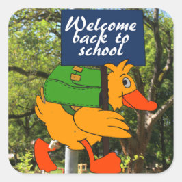 Välkommen back to school fyrkantigt klistermärke