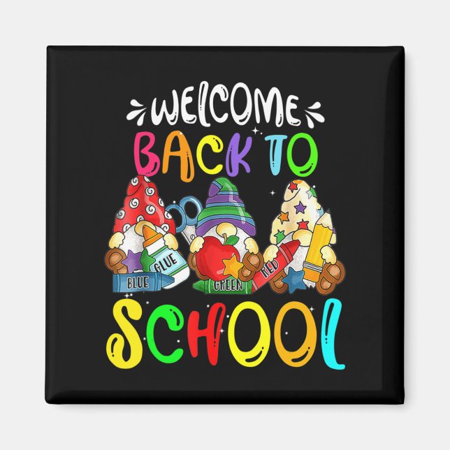 Välkommen Back to school Gnomes Roligt Teacher Stu Magnet (Framsidan)