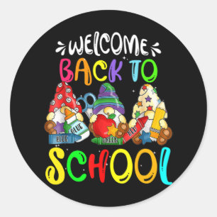 Välkommen Back to school Gnomes Roligt Teacher Stu Runt Klistermärke