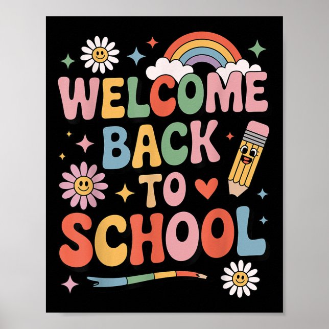 Välkommen Back to school Kids Teacher Retro Poster (Framsidan)
