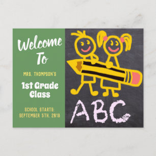 Välkommen Back to school Lacher Chalkboard Brev Vykort