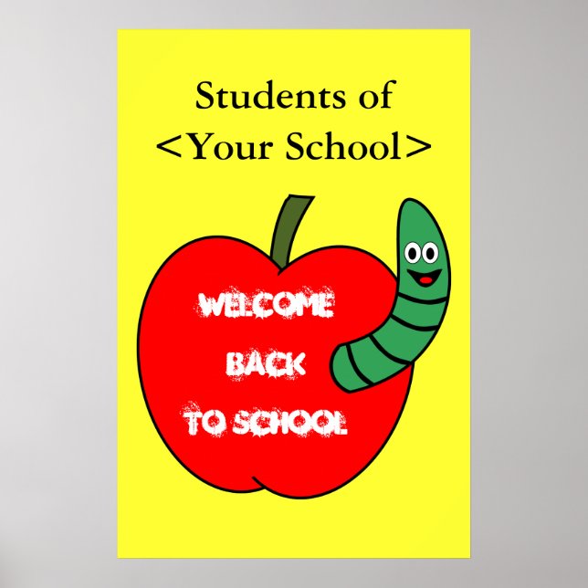 Välkommen Back to school Red Apple och Grönt Mask Poster (Framsidan)