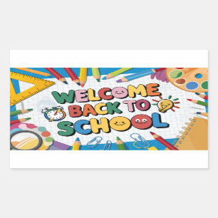 Välkommen back to school rektangulärt klistermärke
