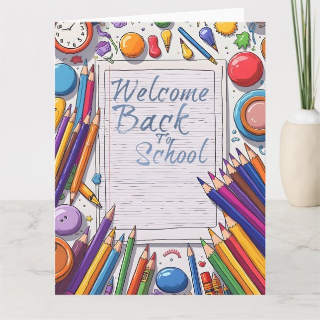 Välkommen Back to school - Roligt och färgstark Kort (Framsida)