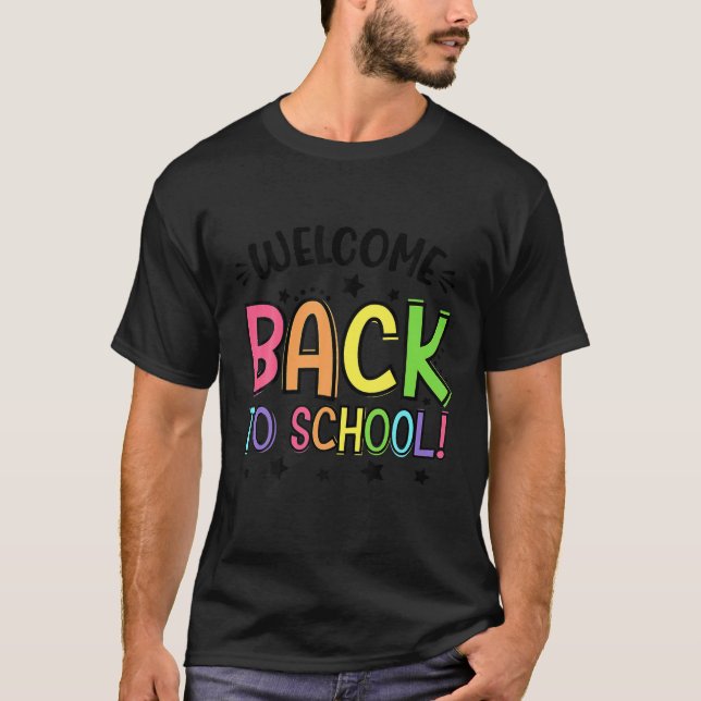 VÄLKOMMEN Back to school ROSA för lärare T Shirt (Framsida)