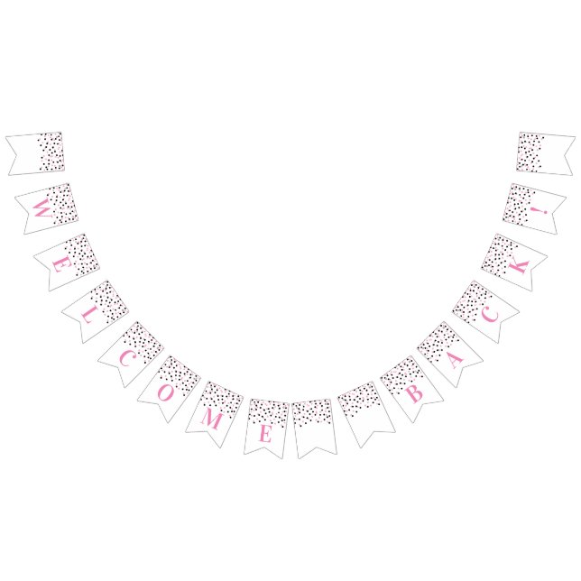 Välkommen banner Rosa Black Confetti Vimplar (Alla)