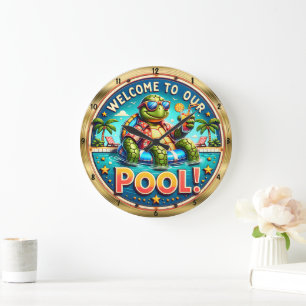 Välkommen Bassäng Turtle Party Stor Klocka