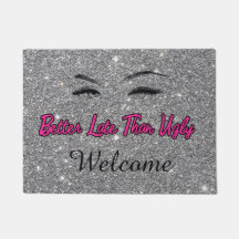 Välkommen Beauty Salon Silver Rosa Door Mat