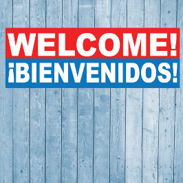 Välkommen Bienvenidos Engelsk Spanska Banner Poster