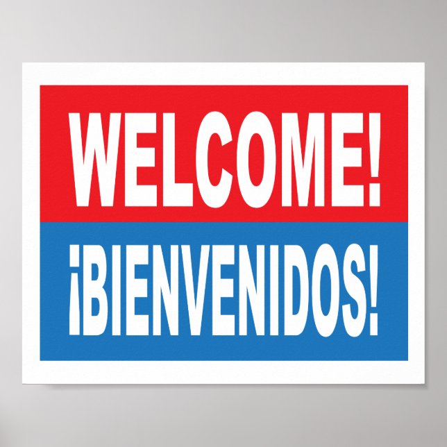 Välkommen Bienvenidos Engelska och spanska tecken Poster (Framsidan)