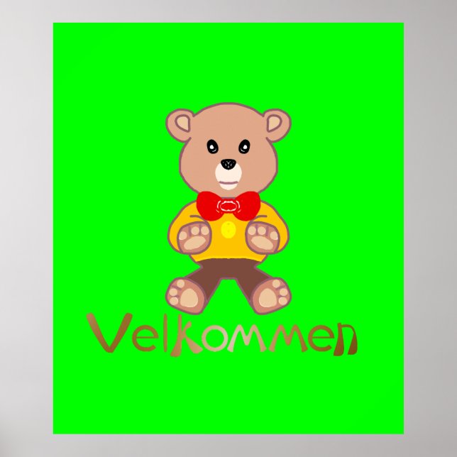 Välkommen Björn Äpple Grön Välkommen   Poster (Framsidan)
