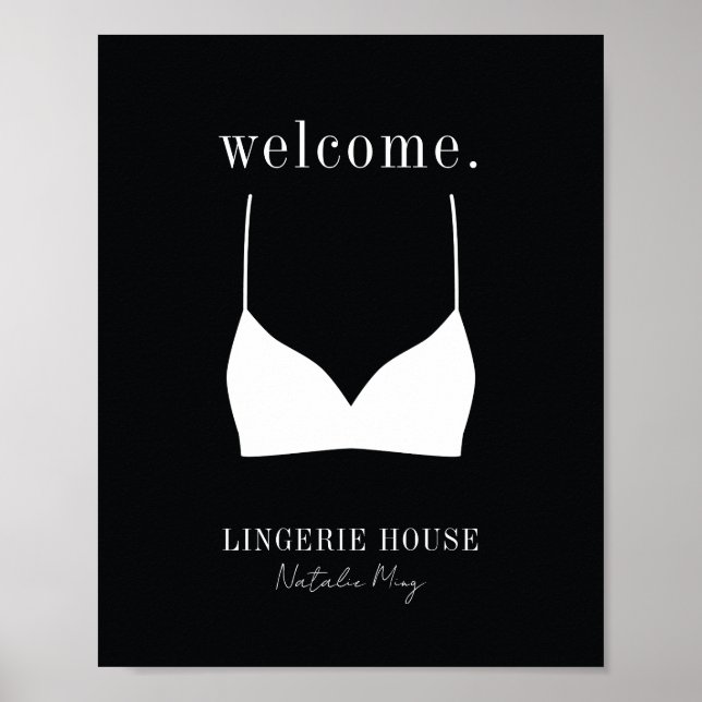Välkommen Black White Lingerie Boutique Logotyp Poster (Framsidan)