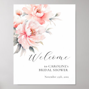 VÄLKOMMEN Blommigt Peonies MÖHIPPA för Rosa Poster