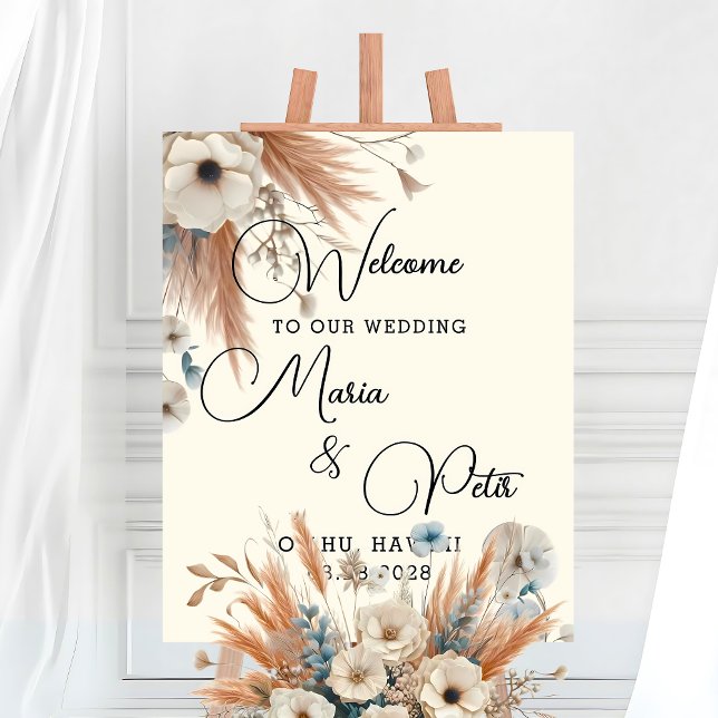 Välkommen Boho Fall Flowers Bröllop Poster (Skapare uppladdad)