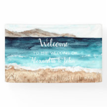 Välkommen Bröllop Beach Banner