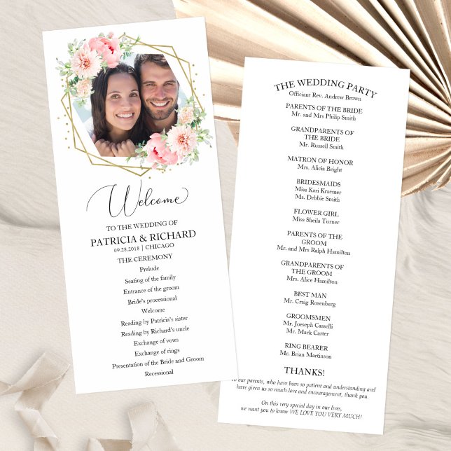 Välkommen Bröllop Ceremony-programmet Greenery 4x9 Program (Skapare uppladdad)