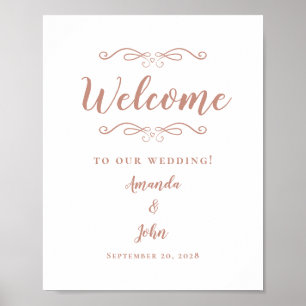 Välkommen Bröllop Elegant Chic Kalligrafi Roséguld Poster